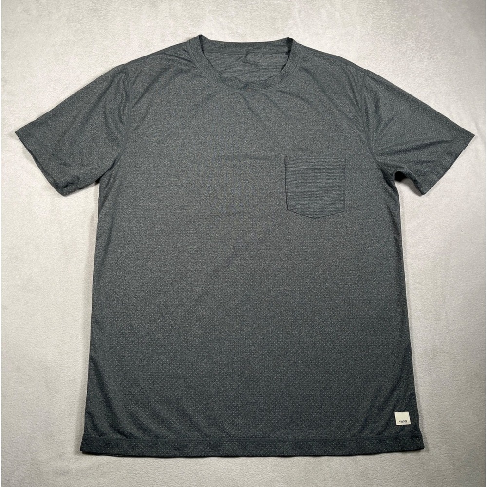 Vuori Mens Medium Tradewind Performance Tee Shirt Pocket Dark Charcoal Heather